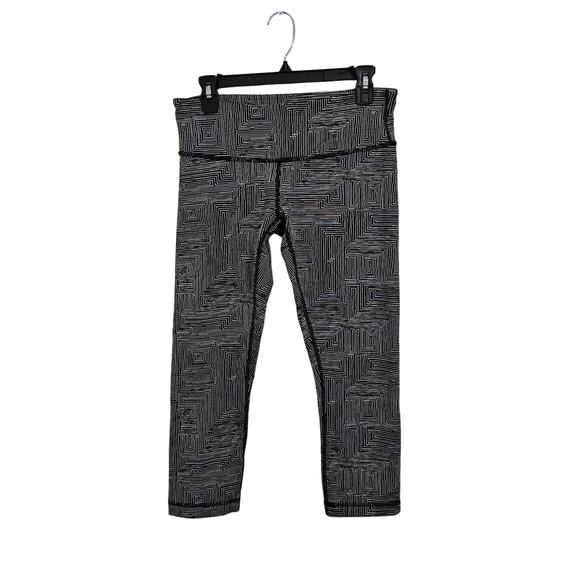 Lululemon Wunder Under Crop III Pants Leggings Stretch Maze Jacquard Sz 8 M - Picture 1 of 9